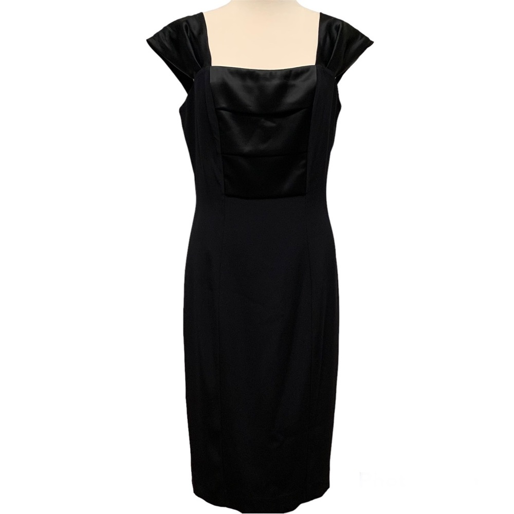 Rouie Black Sleeveless Dress With Wide Satin Straps and Chest Detail, Size 10